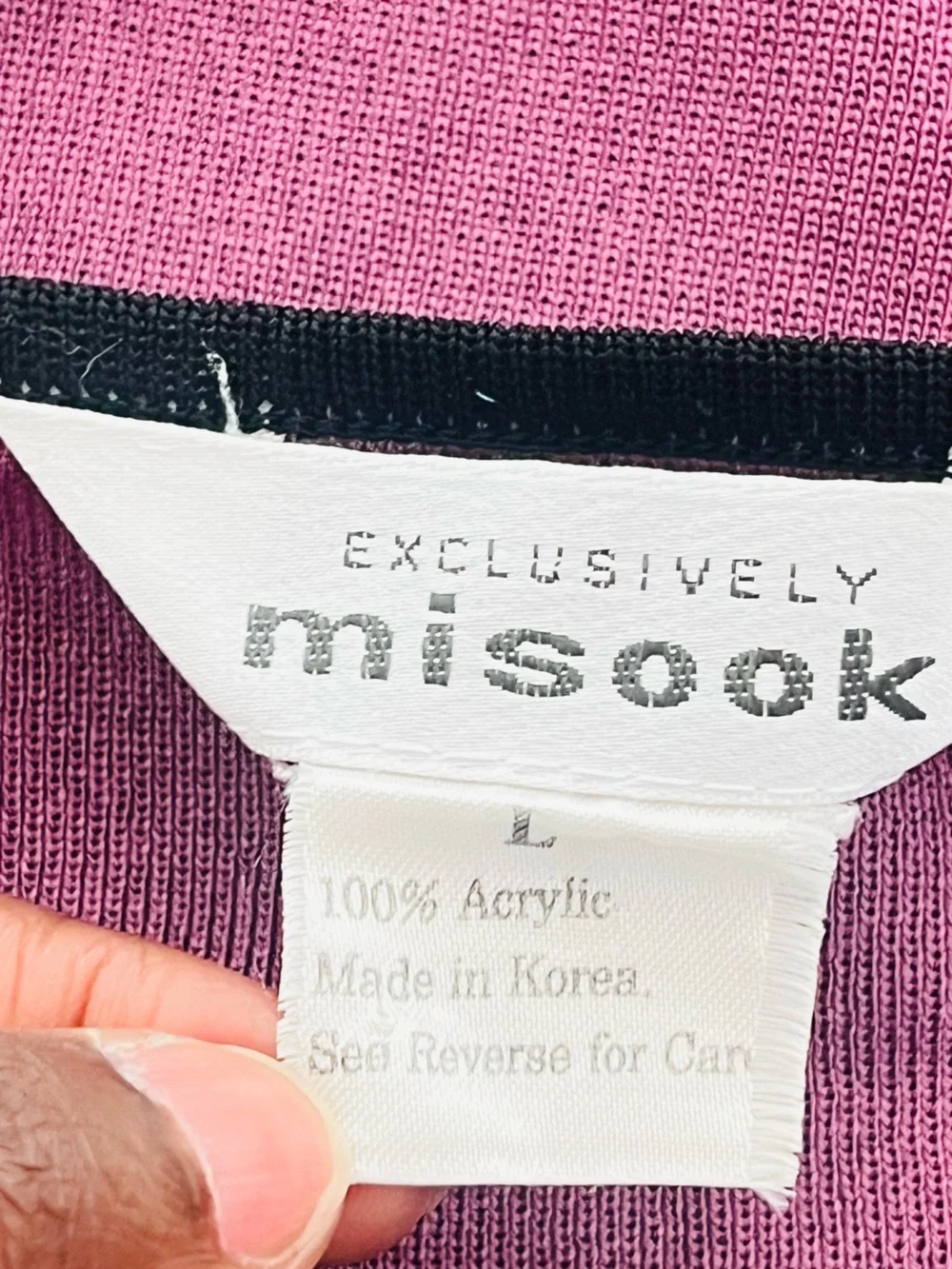Exclusively Misook Womens Sz L knit shell top pink/purple/black Career *No Pads